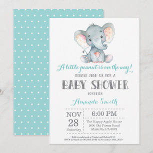 Aqua y gris de la invitación a la Baby Shower para