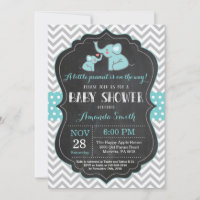 Aqua y gris de la invitación a la Baby Shower para