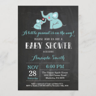 Aqua y gris de la invitación a la Baby Shower para