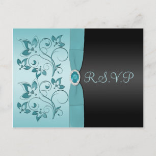 Aqua y negro con tarjeta postal Jewel R.S.V.P