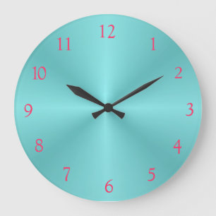 Aqua y Pink> Reloj de pared lisa