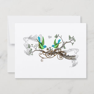 Aqua y Verde Manzana Pájaros del Amor Vintage RSVP