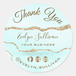 Aquamarine Agate Gracias Pegatina