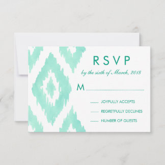 Aquamarine Green Ikat RSVP