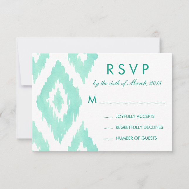 Aquamarine Green Ikat RSVP (Anverso)