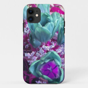 Aquamarine N Purple Tulips iPhone 5 funda