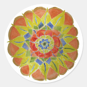 Aquarelle amarillo rosa Mandala Pegatina