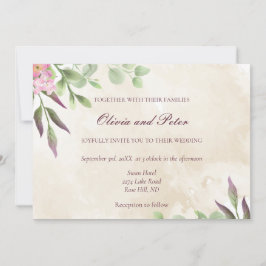 Aquarelle elegante invitación a la boda floral