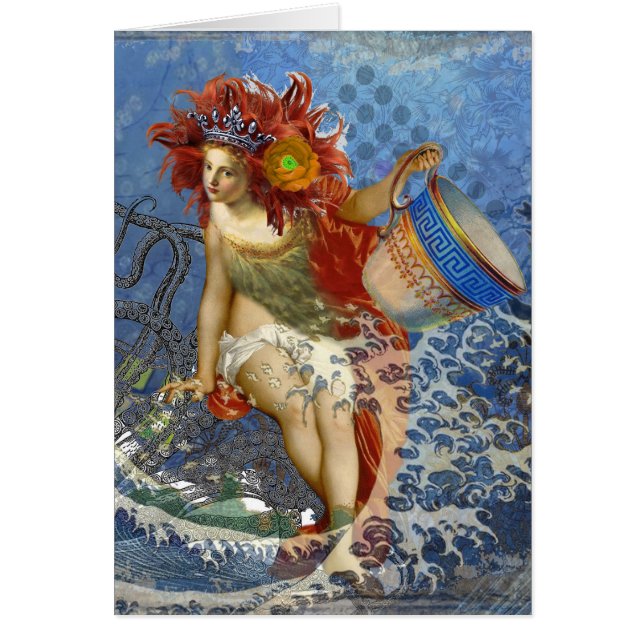 Aquarius Mermaid Arte Gótico Azul (Frente)