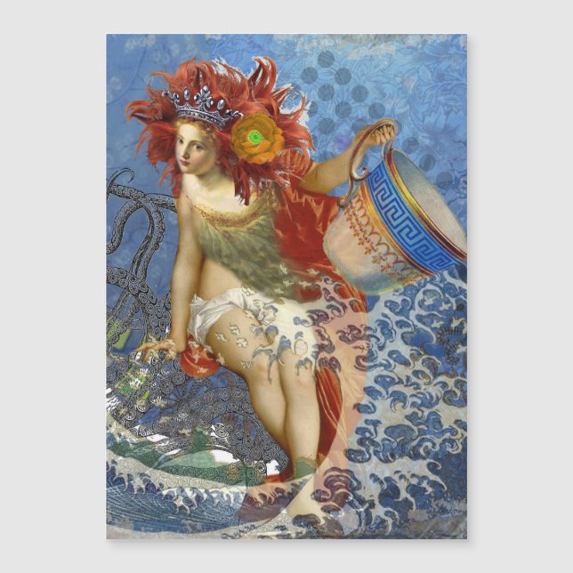 Aquarius Mermaid Arte Gótico Azul (Anverso)