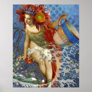 Aquarius Mermaid Arte Gótico Azul