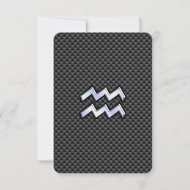 Aquarius Zodiac Rótulo Estilo Fibra de Carbono (Anverso)