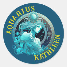 Aquarius Zodiac Rótulo Pegatina de Astrología
