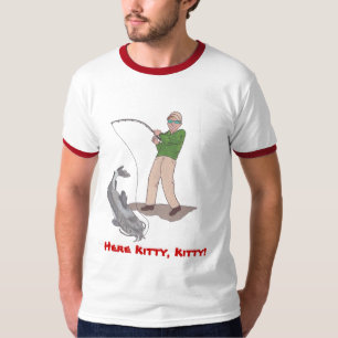 Aquí camiseta de Catfishing del gatito