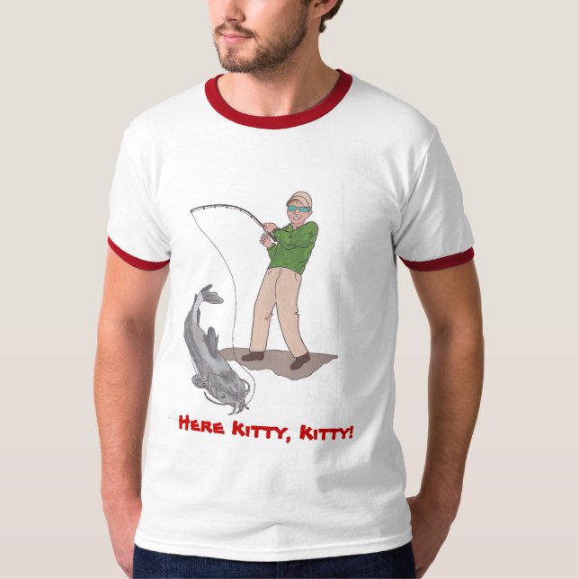 Aquí camiseta de Catfishing del gatito (Anverso)