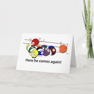 Aquí él viene tarjeta de felicitación