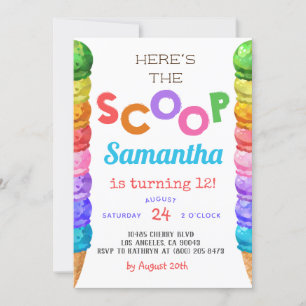 Aquí está la invitación al cumpleaños de Scoop Ice