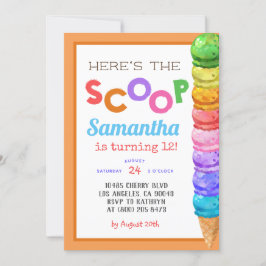 Aquí está la invitación al cumpleaños de Scoop Ice