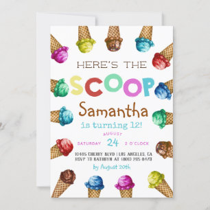 Aquí está la invitación al cumpleaños de Scoop Ice