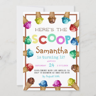 Aquí está la invitación al cumpleaños de Scoop Ice