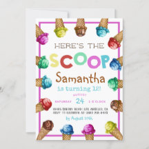 Aquí está la invitación al cumpleaños de Scoop Ice