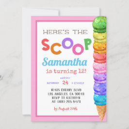 Aquí está la invitación al cumpleaños de Scoop Ice