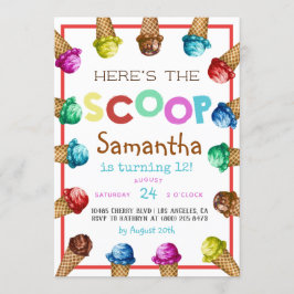 Aquí está la invitación al cumpleaños de Scoop Ice