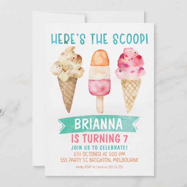 Aquí está la invitación de cumpleaños a la crema d (Anverso)