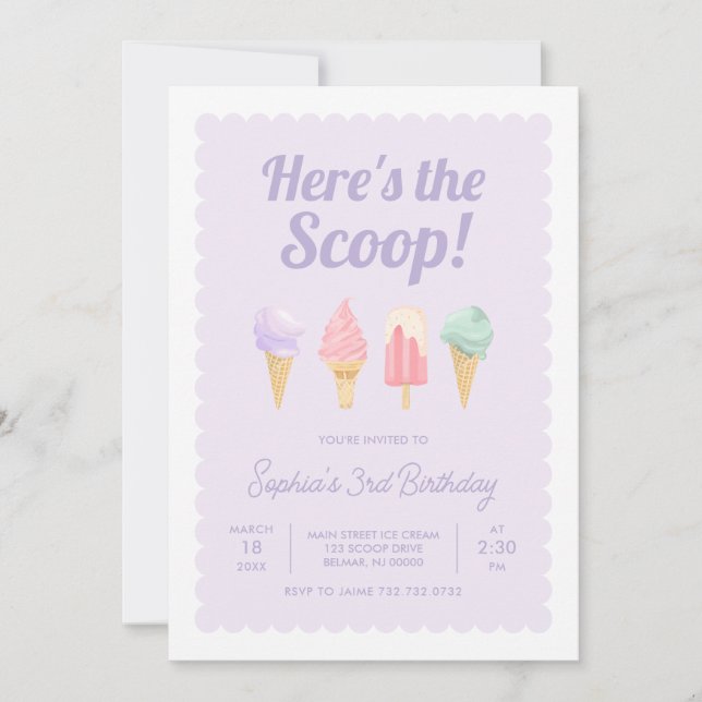 Aquí está la Invitación de Cumpleaños de Helado He (Anverso)