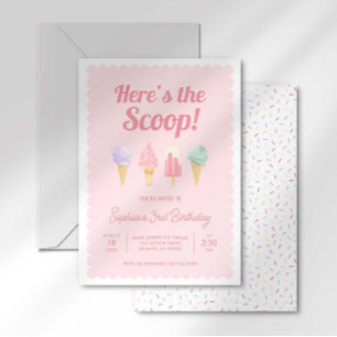 Aquí está la invitación de cumpleaños de helado He