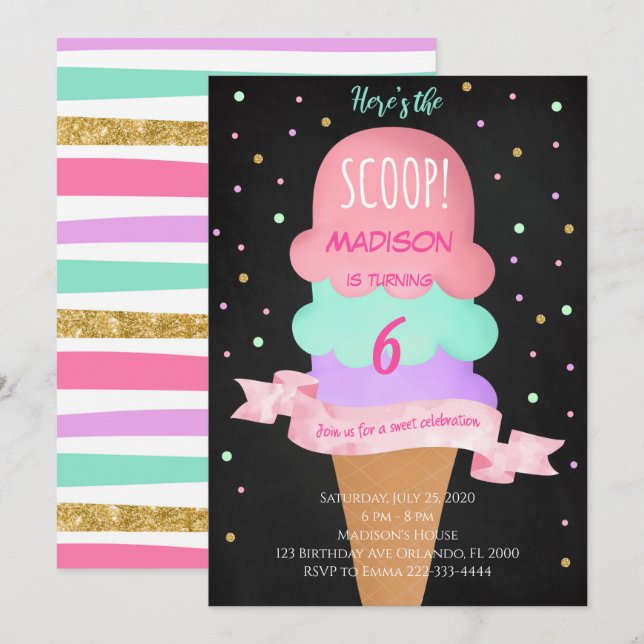 Aquí está la invitación de cumpleaños de Scoop Bla (Anverso / Reverso)