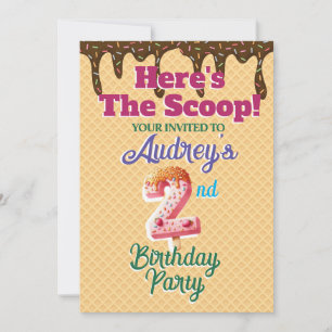Aquí está la invitación del cono de waffle Scoop