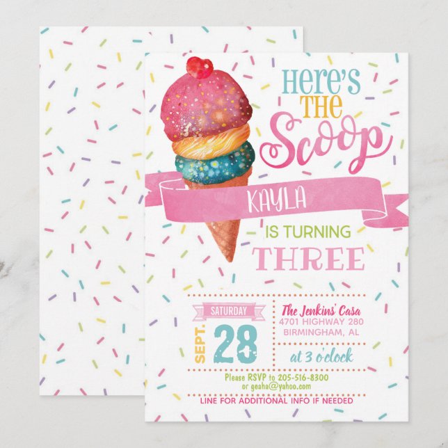Aquí está la invitación del cumpleaños de la (Anverso / Reverso)
