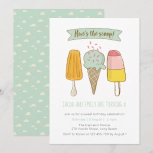 Aquí está la invitación del cumpleaños del helado