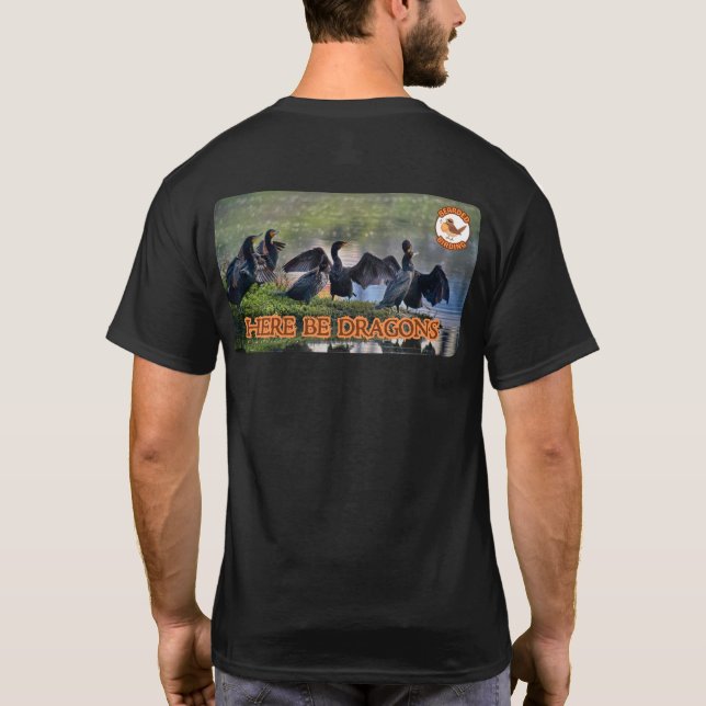AQUÍ HAY DRAGONES Y Camiseta de Pájaro con barba (Reverso)