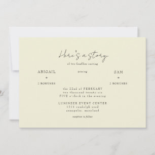 Aquí hay una invitación de boda amarilla historia