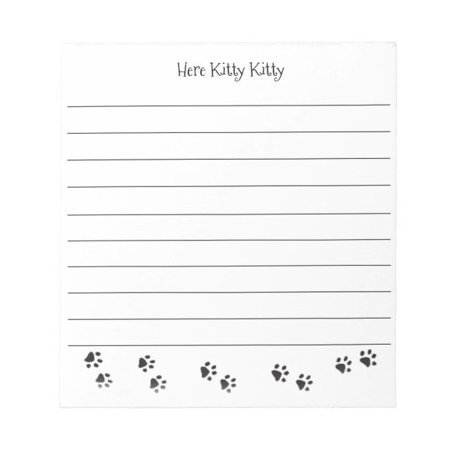 Aquí Kitty Kitty Bloc de Notas con líneas (Frente)