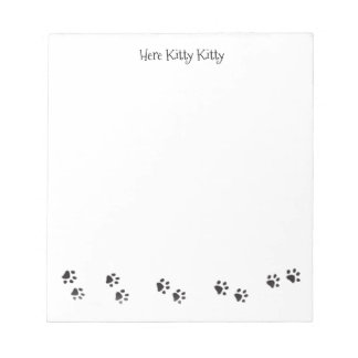 Aquí Kitty Kitty Huellas de Garra Bloc de Notas