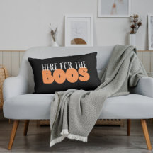 Aquí Para La Graciosa Almohada Lumbar De Halloween