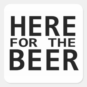 Aquí por la cerveza simples pegatinas blancos negr