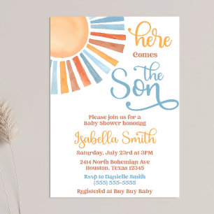 Aquí viene el Baby Shower de la invitación al hijo