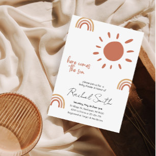 aquí viene el hijo de la ducha de bebé Invitación