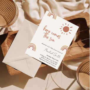 aquí viene el hijo de la ducha de bebé Invitación