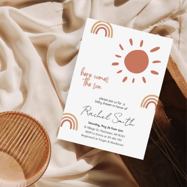 aquí viene el hijo de la ducha de bebé Invitación (Subido por el creador)