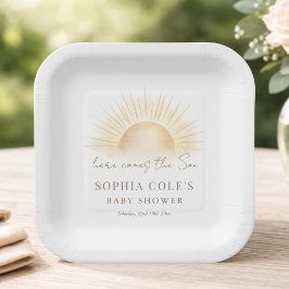 Aquí viene el hijo Fiesta de Baby Shower Vajilla