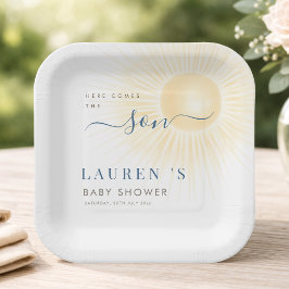 Aquí viene el hijo Fiesta de Baby Shower Vajilla