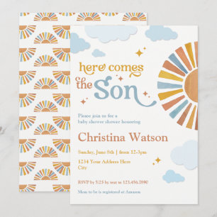 Aquí viene el hijo - Invitación de Baby Shower