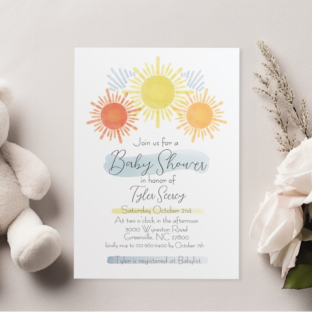 Aquí viene el hijo | Invitación de Baby Shower Sun (Subido por el creador)