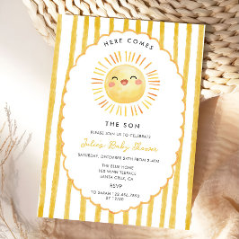 Aquí viene el hijo Invitación para baby shower de 