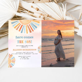 Aquí viene el hijo Invitación para baby shower del